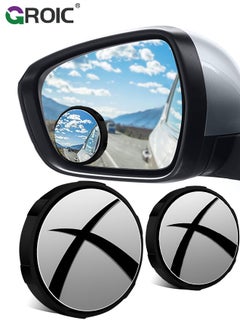 اشتري 2 Pack Blind Spot Car Mirror Truck, Round Rear View Mirrors HD 360° Adjustable Wide-angle Suction Cup Design Side Blind spot Convex Universal Fit Auto Exterior Accessories في الامارات