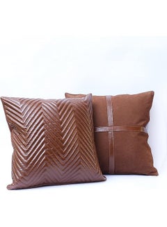 Buy (20" x 20") The Chocolate Nubuck Genuine Luxury Full Grain Buffalo Leather Pillow Cushion Cover A+ Grade Real Leather in UAE