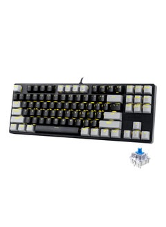 Buy Z-87 87 Keys Mechanical Keyboard, Blue Switch Gaming Keyboard Mini Compact with Yellow Backlit for Windows, Mac OS - Black Grey in Saudi Arabia