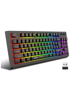 Buy Wireless Gaming Keyboard Ture Rgb Backlit Keyboard 87 Keys Ultra Compact  Keyboard For PC Windows Mac Gaming Typist Black in UAE