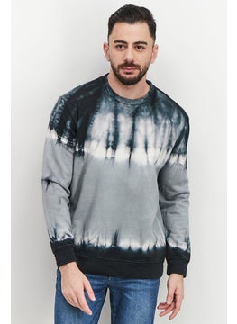 اشتري Men Crew Neck Long Sleeve Tie Dye Sweatshirt, Black Combo في السعودية