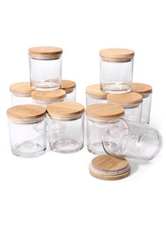 Buy 12 Pack 8oz Glass Candle Jars with Bamboo Lids for Making Candles, Empty Candle Tins with Wooden Lids, Bulk Clean Candle Containers - Dishwasher Safe in UAE