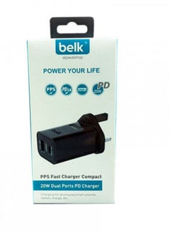 Buy 20W Super Speed Dual USB + PD Charger Black in Saudi Arabia