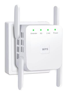 اشتري WiFi Extender 2.4G/5G Dual Band Repeater, Speed 1200Mbps with Ethernet Port  White في الامارات