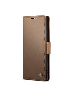 Buy Flip Wallet Case For Samsung Galaxy Note 10Plus [RFID Blocking] PU Leather Wallet Flip Folio Case with Card Holder Kickstand Shockproof Phone Cover (Brown) in Egypt