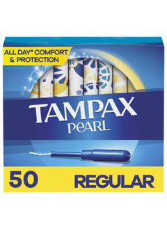 Buy Pearl Tampons Regular Absorbency, With Leakguard Braid, Unscented, 50 Count in UAE