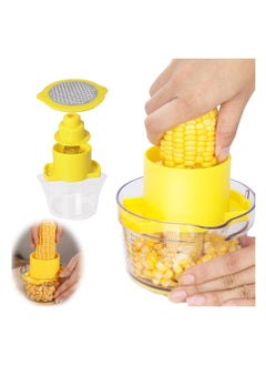 اشتري Corn Peeler Tool, Corn Stripper & Remover with Built-In Cup Grater, Corn Cutter with Bowl and Safety Handle, Ginger Grater, Essential Kitchen Gadget for Corn on the Cob في الامارات