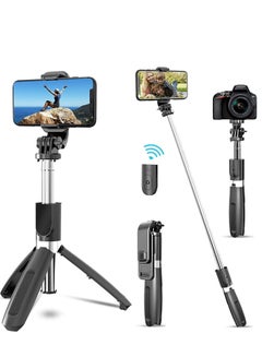اشتري Selfie Stick 3 in 1 Extendable Selfie Stick Tripod with Detachable Bluetooth Wireless Remote Phone Holder for iPhone 12/Xs/iPhone 8/iPhone 11/11pro Galaxy S10/S9 Plus/S8/Note8 LG (L02 Black) في الامارات