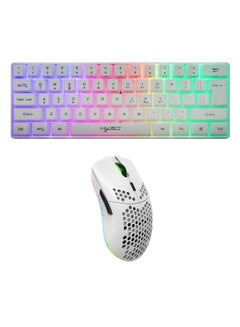Buy Wireless Gaming Keyboard 2200mAh Backlit Mini 61 Key With Bluetooth and 7 Keys Colorful Lighting Programmable Gaming Wireless Mouse in UAE