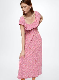 Buy Floral Print Ruffle Detail Dress in UAE