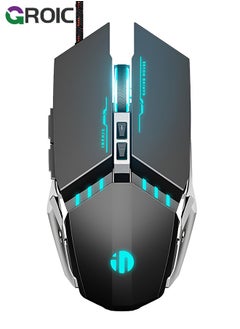 Buy Grey Wireless Gaming Mouse, 2.4G LED Rechargeable Wireless Optical Silent Mouse, Ergonomic Handle, 3 DPI Adjustable for MAC/PC/Notebook/Computer in UAE