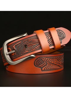 Buy Pin Buckle Eagle Engraved Leather Belt for Men in Saudi Arabia