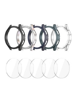 اشتري [5+5 Pack] Compatible for Samsung Galaxy Watch 4 44mm Screen Protector Case,Matte PC Bumper Cover+5 Tempered Glass Screen Protector Films for Galaxy Watch4 Accessories في السعودية