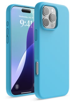 Buy Liquid Silicone for iPhone 16 Pro MAX Case Cover Full Body Protection, Shockproof, Slim, Anti-Scratch Soft Microfiber Lining - Ocean Blue in Saudi Arabia