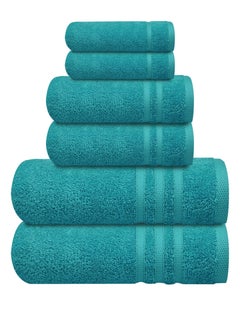 اشتري Premium Teal Bath Towel Set - 100% Turkish Cotton 2 Bath Towels, 2 Hand Towels, 2 Washcloths - Soft, Absorbent, Durable – Quick Dry - Perfect for Daily Use by Infinitee Xclusives في الامارات