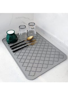 اشتري Dish Drying Mats for Kitchen Counter Heat Resistant Mat Kitchen Gadgets Kitchen Accessories,Bpa Free (40x30cm- Grey) في الامارات