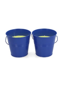 Buy 2-Piece Citronella Scented Painted Bucket Candle Set Blue 10 oz 21108P-2 in Saudi Arabia