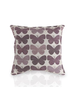 Buy Jacquard Butterfly Cushion Cover -Lilac, Polyester, 43 X 43 Cms, 1-Piece in UAE