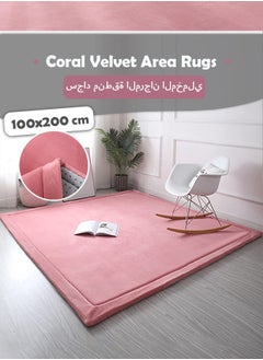 اشتري Large Soft Area Rug for Living Room Bedside Rugs for Bedroom Dorm Nursery Washable No-slip Cozy Carpet Mat for Sofa Floor 100x200cm Pink في السعودية