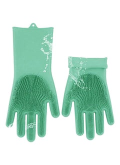 Buy Magic Silicone Gloves With Wash Scrubber Dishwashing Cleaning Gloves With Bristles 240 G in Egypt