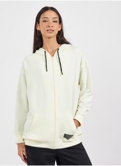 Buy Oversized Zip Through Hoodie with Badge Detail in Saudi Arabia