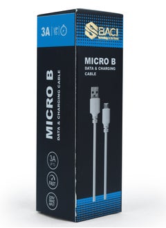 Buy BACI charging and data cable usb - Micro | Length 2 meter | 3 amps | white | Premium Line Super Quality | Full year local warranty in Egypt