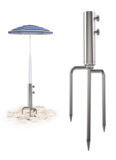 اشتري Heavy Duty Metal Umbrella Base with 3 Spikes, Perfect for Beach, Grass and Sand, Ensures Stability and Security في السعودية