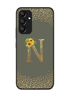 Buy Rugged Black edge case for Samsung Galaxy A34 5G Slim fit Soft Case Flexible Rubber Edges Anti Drop TPU Gel Thin Cover - Custom Monogram Letter Floral Pattern Alphabet - N (Olive Green) in UAE