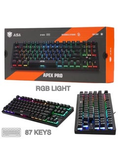 اشتري ASA كيبورد ميكانيكي سلكي 60% من ابيكس برو، 87 مفتاح باضاءة خلفية RGB LED، كيبورد سلكي USB نوع سي للمكتب والالعاب وماك واندرويد وويندوز - اسود في السعودية