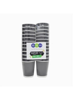 Buy Disposable Double Wall Coffee Black Cups 12 oz Coffee Cups To Go Paper Coffee Cups and Designs, Recyclable, Hot Coffee Cups Pack of 25 Pieces. in UAE