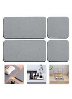 اشتري Set of 4 Water Absorbent Diatomite Coasters Water Absorbing Stone Tray for Kitchen Bathroom Sink, Instant Dry Sink Organizer Efficient and Solution for a Dry and Tidy Home Dark Gray في الامارات