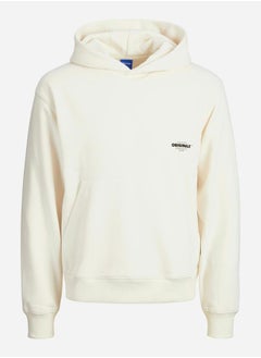 Buy Minimal Print Regular Hoodie with Front Pocket in Saudi Arabia