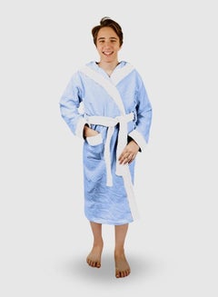 Buy Kids Bath Robe Towel 100% Cotton Light Blue Color Kids Hooded Comfortable For Girls and Boys 1 Piece in Saudi Arabia