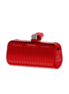 اشتري Moxedo Capsule 5000 mAh Mini Power Bank 20W Portable Charger Built-in USB-C Connector with Kickstand Compatible for Samsung Galaxy S21 Ultra 5G S20 FE Note 20/10, iPad Pro 2018 and Mac Book (Red) في الامارات