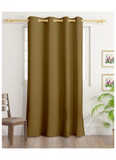 اشتري Solid Dyed Blackout Curtains With Groomets - Polyester-Single Window Curtain- Sound, Sunlight And Heat Insulation- 240X140Cm -  Camel في الامارات