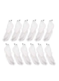 Buy 12 Pcs Artificial Dove Birds Clip on Tree Ddecorations White Feather Birds for Tree DIY Craft Home Ornaments Garden Wedding Party Accessories in Saudi Arabia