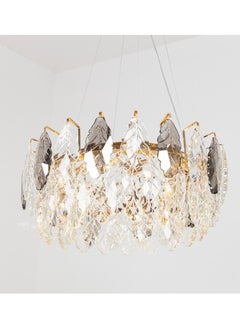 Buy Luxurious modern crystal leaf chandelier by Yocandel, modern lighting for ceilings of women's councils, salons, reception rooms, bedrooms, width 40 cm, adjustable height, 5 bulbs, E14 bulb base in Saudi Arabia