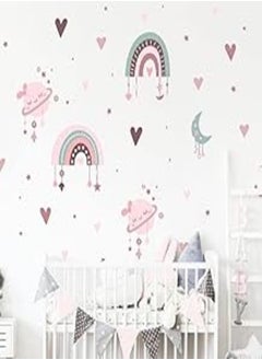 اشتري Decorative kids room sticker - Hearts and rainbows (100x150cm) في مصر