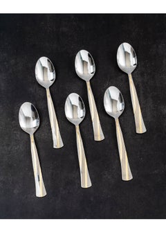 Buy Stainless steel dinner spoon with golden style 6 pieces in Saudi Arabia