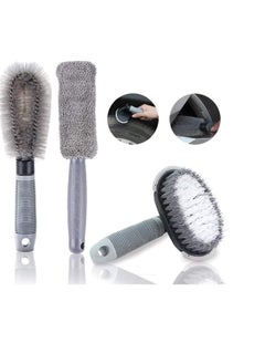 Buy 3 Pack Car Wheel Cleaning Brush Kit, Wheel Brush, Tyre Brush, Rim Cleaner, 360 Degree No Dead End Cleaning, Car Detailing Brush, For Motorcycle or Bicycle Tire Brush Washing in UAE