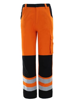 Buy High Visibility Bright Orange Safety Work Pant with Multiple Pockets Construction Work Reflective Pants Orange/Black in UAE