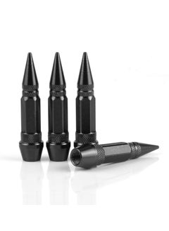 اشتري 60mm Spiked Valve Caps - Aluminum Alloy Dustproof & Waterproof Tire Valve Stem Caps for Cars, Trucks & Motorcycles - High-Quality Personalization (4PCS, Black) في السعودية