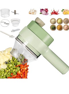 Buy 4 in 1 Portable Electric Vegetable Cutter Set,Gatling Vegetable Chopper Mini Wireless Food Processor,Garlic Chili Onion Celery Ginger Meat Garlic Chopper with Brush in UAE