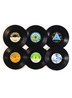 Buy Vinyl Record Coasters 6 Pcs Retro Style Vinyl Coasters Drinks Colorful Retro Decoration for Home Office Bar Funny House Warming Gift for Music Lovers Set in Saudi Arabia