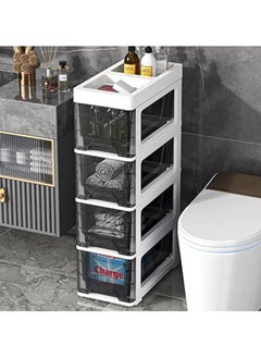 Buy 4 Tier Plastic Chest of Drawers, Black Transparent Kitchen and Bathroom Organisers, Toilet Racks and Storage Solutions in UAE