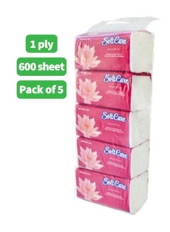 Buy Nylon Facial Tissue Paper 1 Ply x 600 Sheets Pack of 5 in UAE