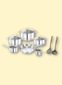 اشتري 12-Piece Stainless Steel Cookware Set Induction Capsule Bottom في الامارات