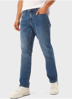 Buy Mid Wash Straight Fit Jeans in UAE