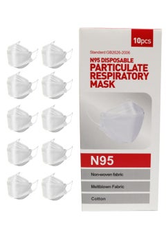 اشتري Pack Of 10 N95 Disposable Particulate Respiratory Face Mask for Adults White في الامارات