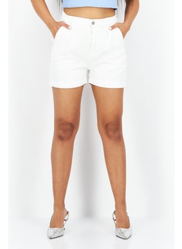 اشتري Women Solid Denim Shorts, White في الامارات